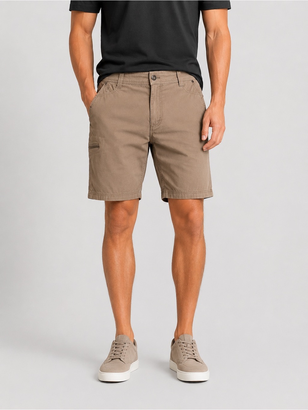 Hawke & Co Khaki Hiking Travel Shorts Size 34 Stretch Zip Pocket Outdoor